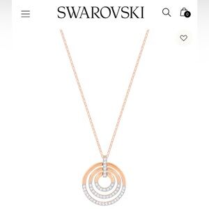 SWAROVSKI Circle Pendant Necklace Round Rose Gold White Gold Plated